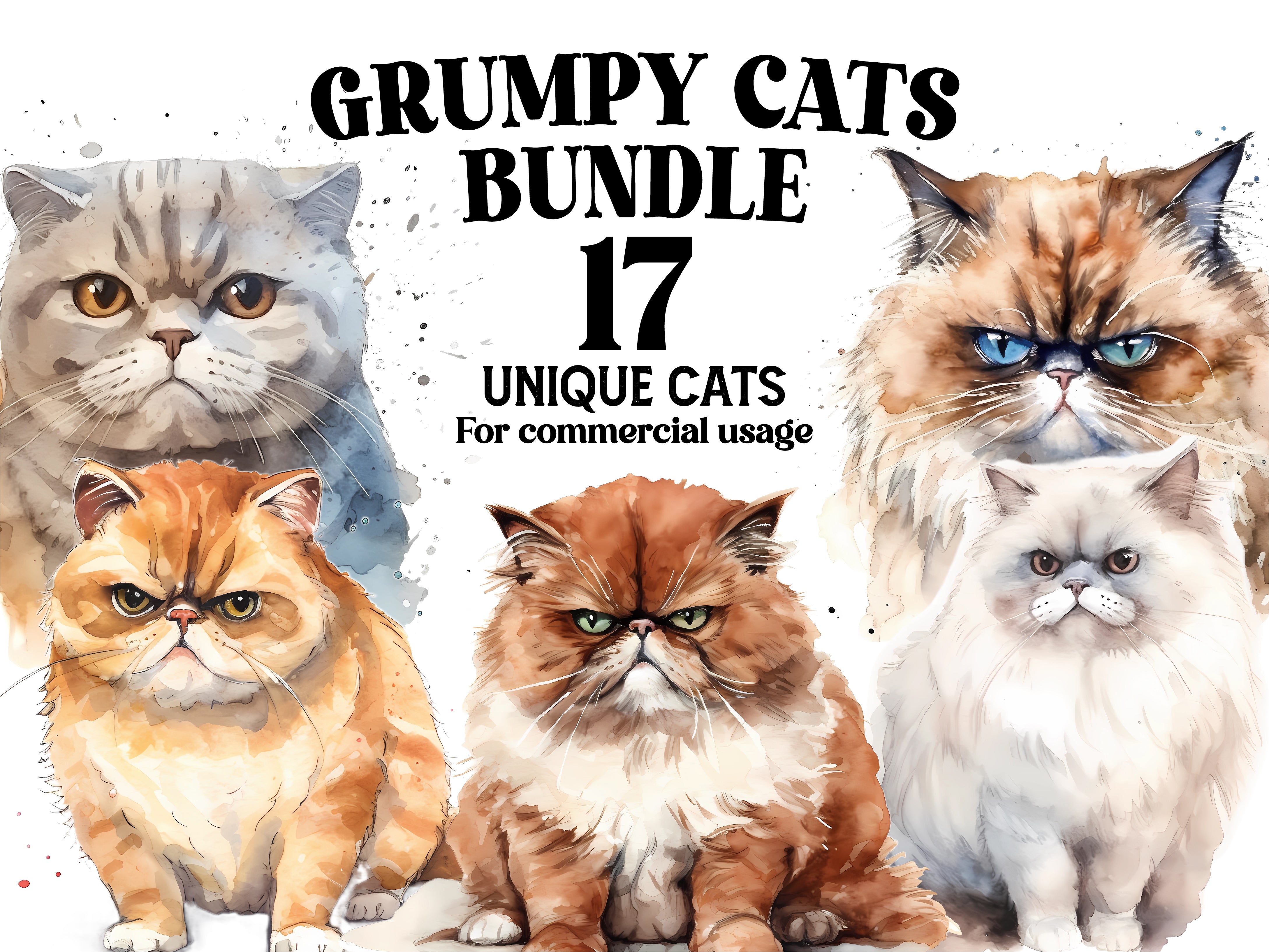 Grumpy Cats Clipart - CraftNest