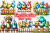 Funny Birds On Fence Clipart Bundle 2