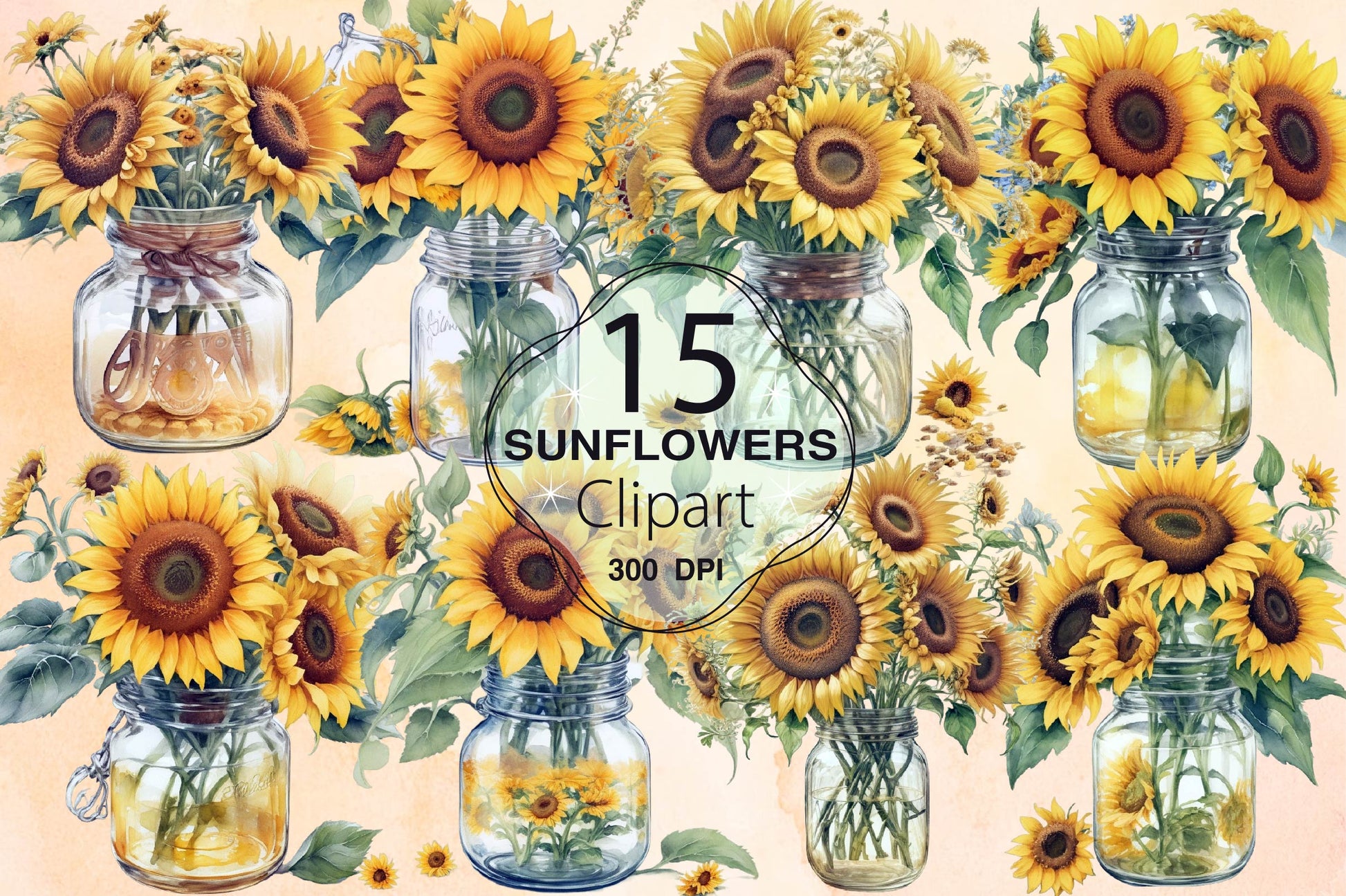 Sunflowers Ornaments Clipart Bundle - CraftNest - Digital Crafting and Art