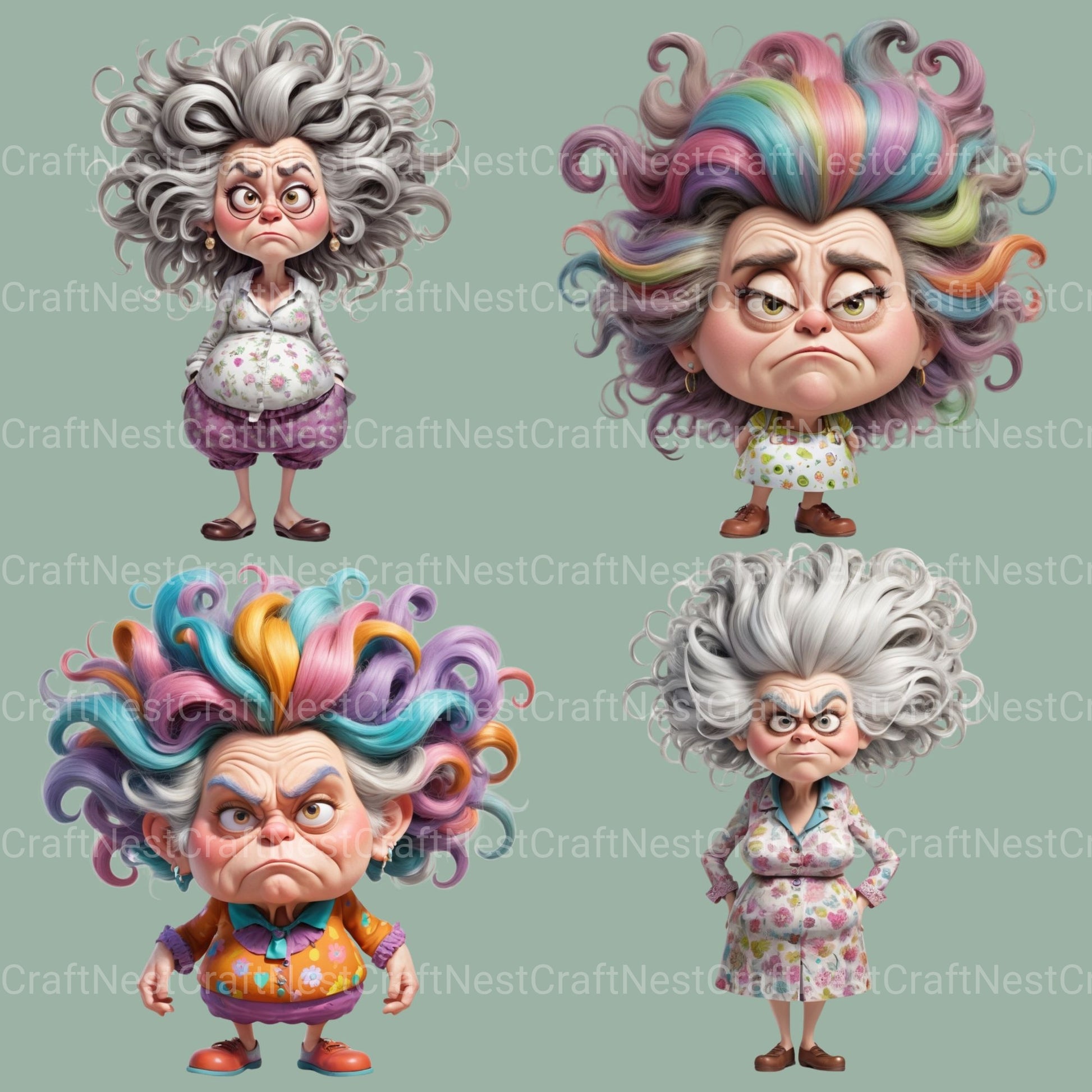 Grumpy Old Lady Clipart Bundle - CraftNest - Digital Crafting and Art