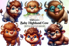 Baby Highland Cow Clipart Bundle 6 - CraftNest - Digital Crafting and Art