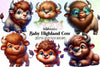 Baby Highland Cow Clipart Bundle 6