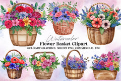 Flower Basket Clipart Bundle 1 - CraftNest - Digital Crafting and Art