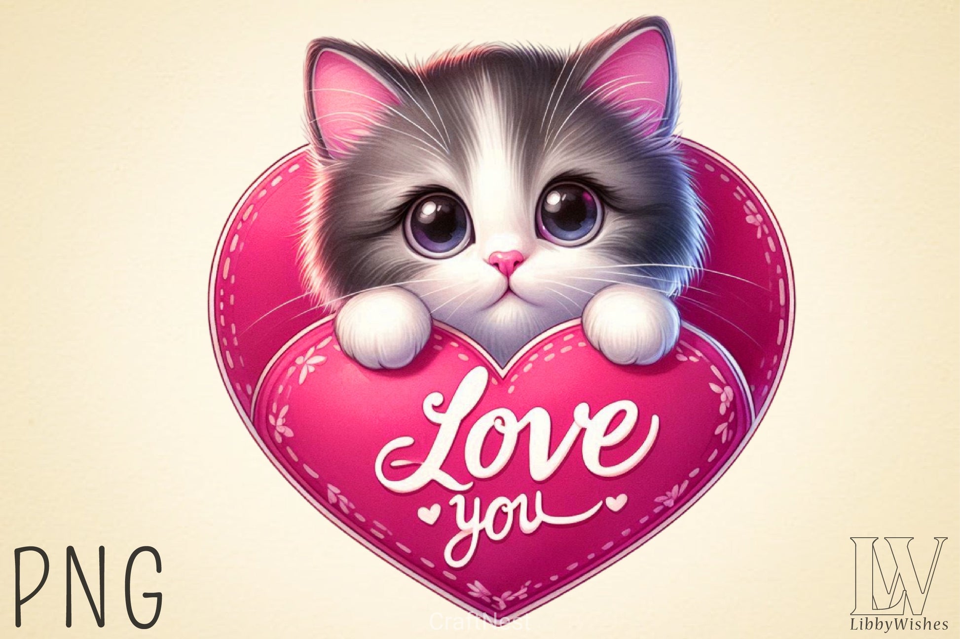 Love You Cat Valentine's Day Clipart Bundle 6 - CraftNest - Digital Crafting and Art