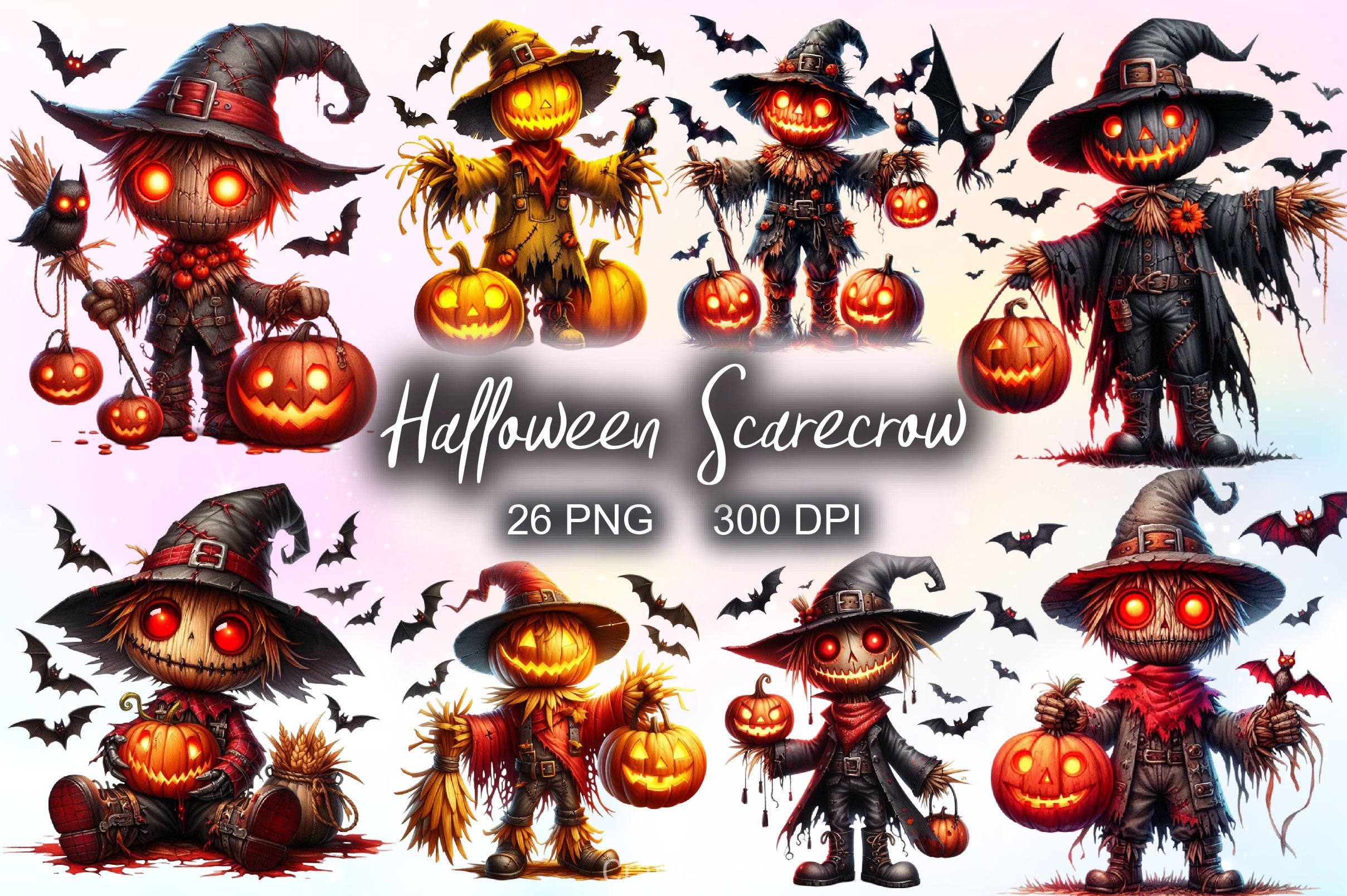 Halloween Scarecrow Clipart Bundle 2 - CraftNest - Digital Crafting and Art