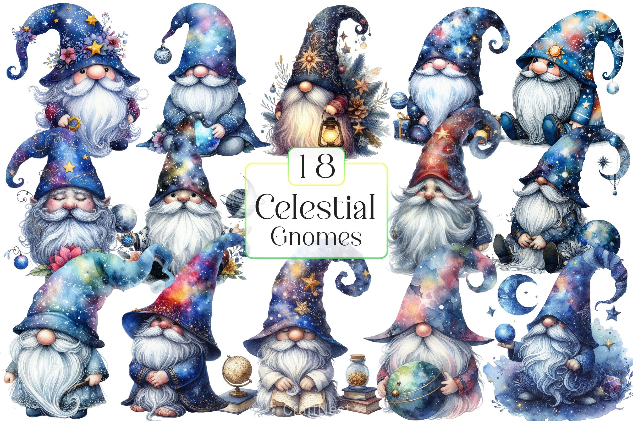 Celestial Gnome Clipart Bundle - CraftNest - Digital Crafting and Art