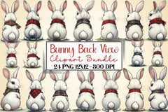 Bunny Back View Clipart Bundle 2 - CraftNest - Digital Crafting and Art
