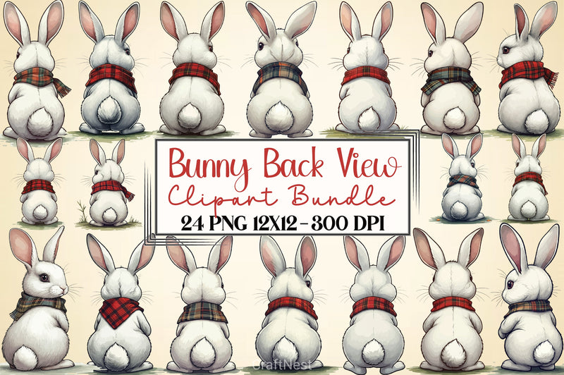 Bunny Back View Clipart Bundle 2 - CraftNest - Digital Crafting and Art
