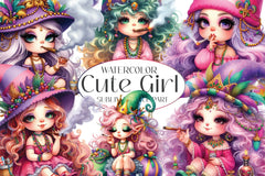 Mardi Gras Cute Girl Clipart Bundle - CraftNest - Digital Crafting and Art