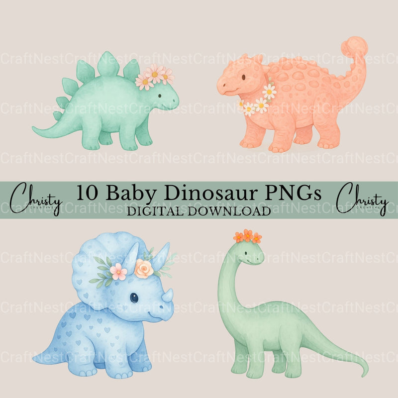 Baby Dinosaurs 2 Clipart Bundle - CraftNest - Digital Crafting and Art