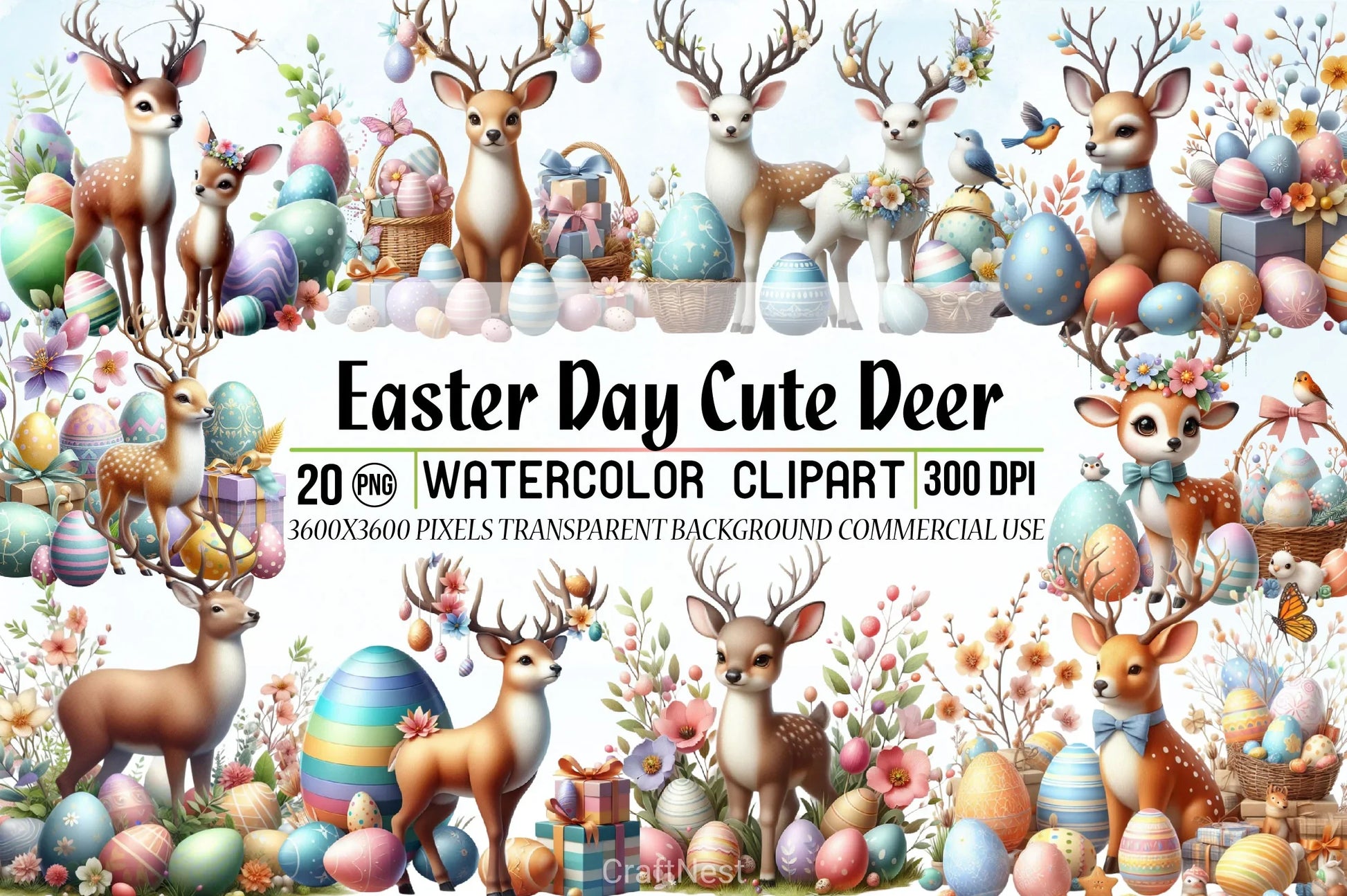 Easter Deer Clipart Bundle - CraftNest - Digital Crafting and Art