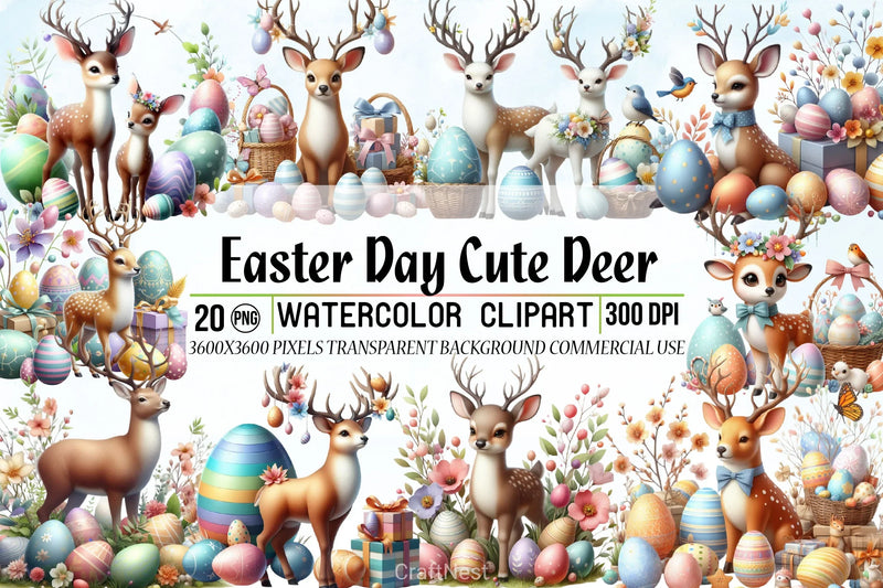 Easter Deer Clipart Bundle - CraftNest - Digital Crafting and Art