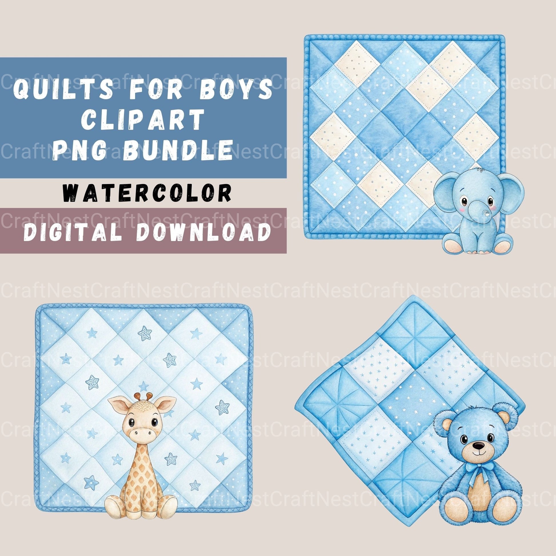 Quilt For Boys Clipart Bundle - CraftNest - Digital Crafting and Art