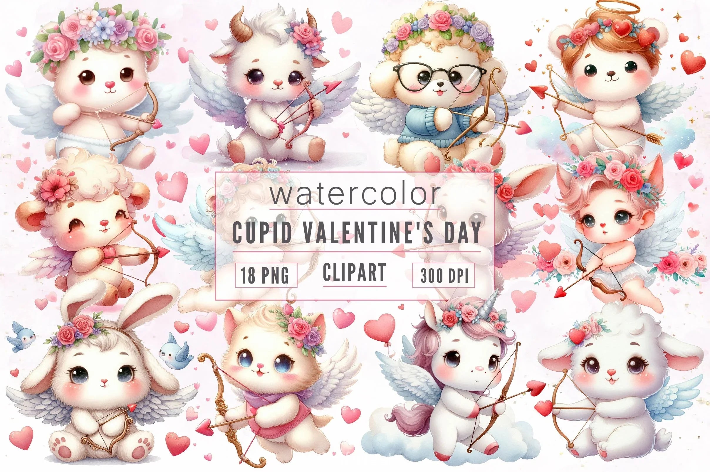 Cupid Valentines Day Clipart Bundle
