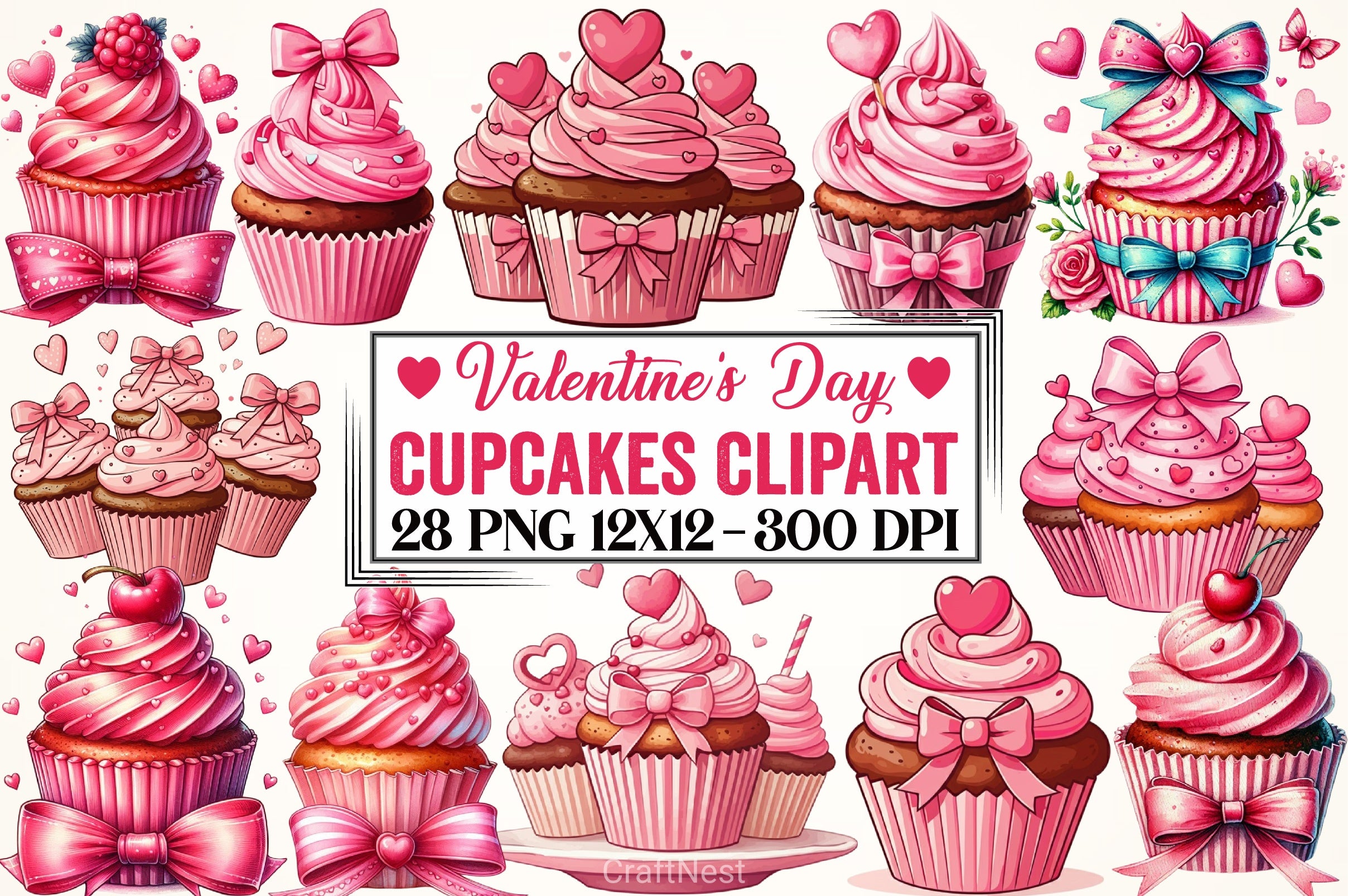 Valentine Cupcake Clipart Bundle 5 - CraftNest - Digital Crafting and Art