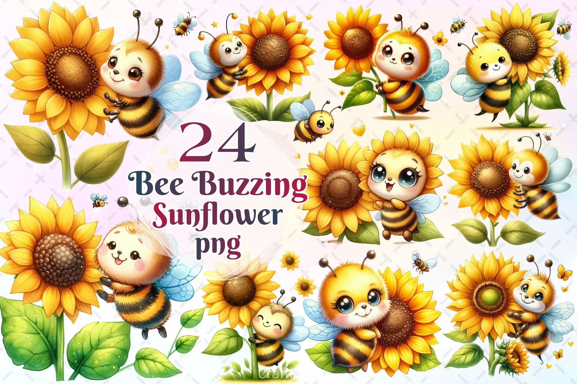 Bee Buzzing Sunflower Clipart Bundle 2 - CraftNest - Digital Crafting and Art