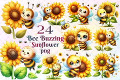 Bee Buzzing Sunflower Clipart Bundle 2 - CraftNest - Digital Crafting and Art