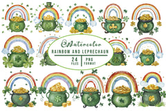 Rainbow And Leprechaun Pot Of Gold Clipart Bundle - CraftNest - Digital Crafting and Art