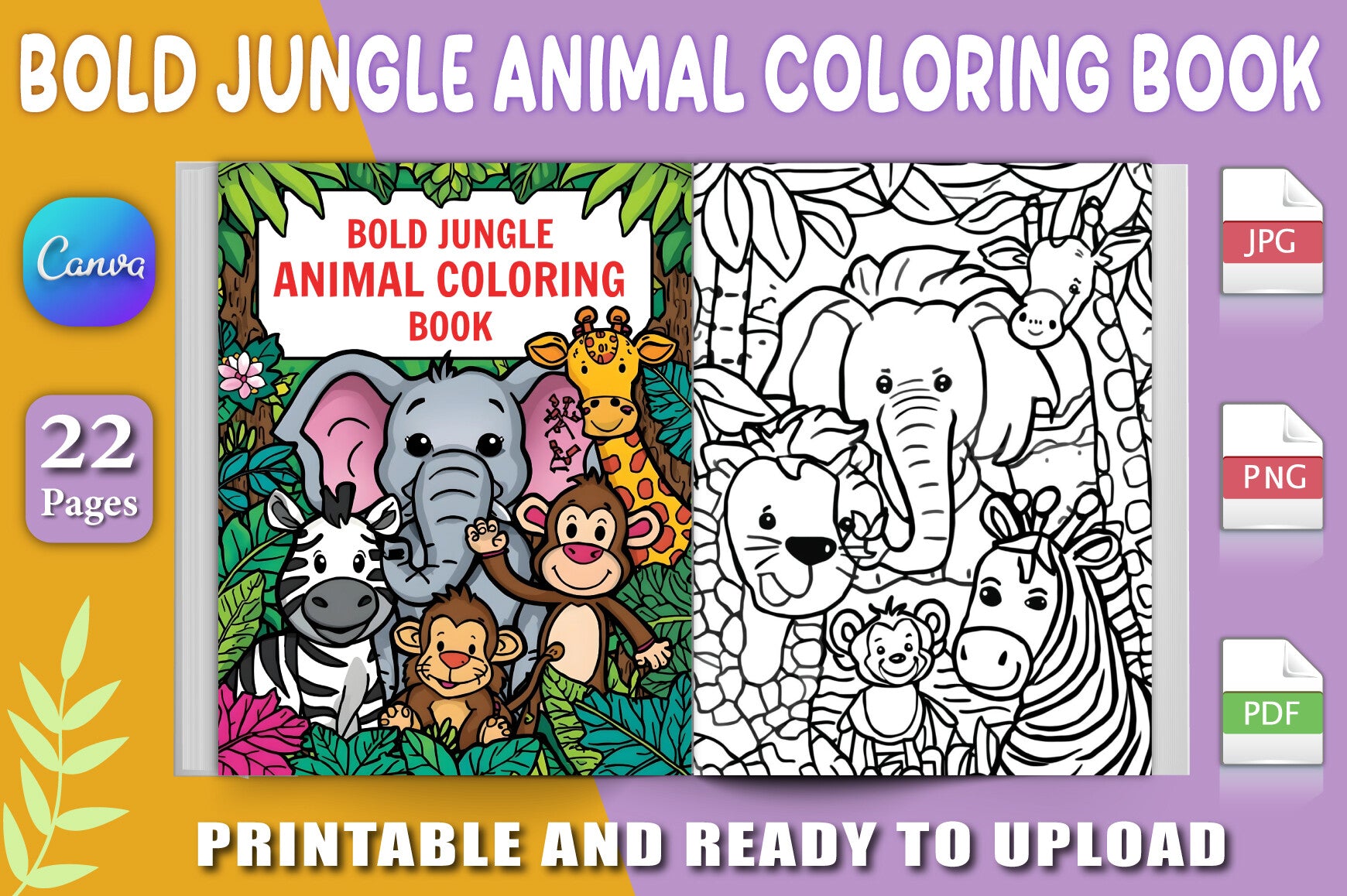Bold Jungle Animal Coloring Book