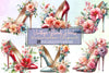 Vintage Floral Heels Clipart Bundle