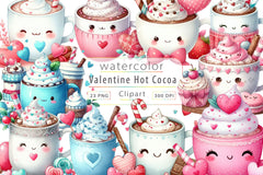Cute Valentine Day Hot Cocoa Clipart Bundle - CraftNest - Digital Crafting and Art