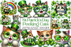 St Patrick's Day Cats Clipart Bundle 3 - CraftNest - Digital Crafting and Art
