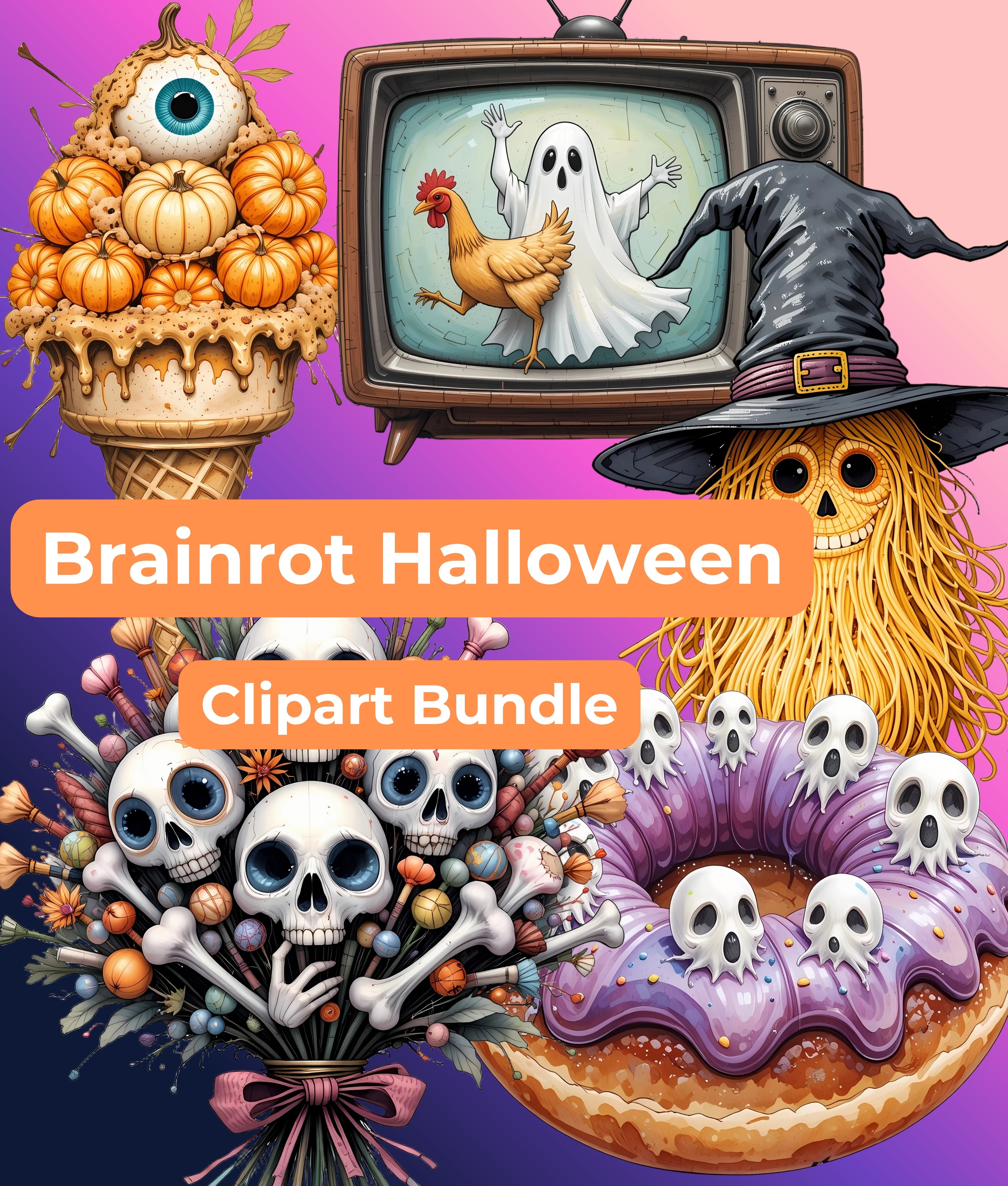 Brainrot Halloween Clipart Bundle