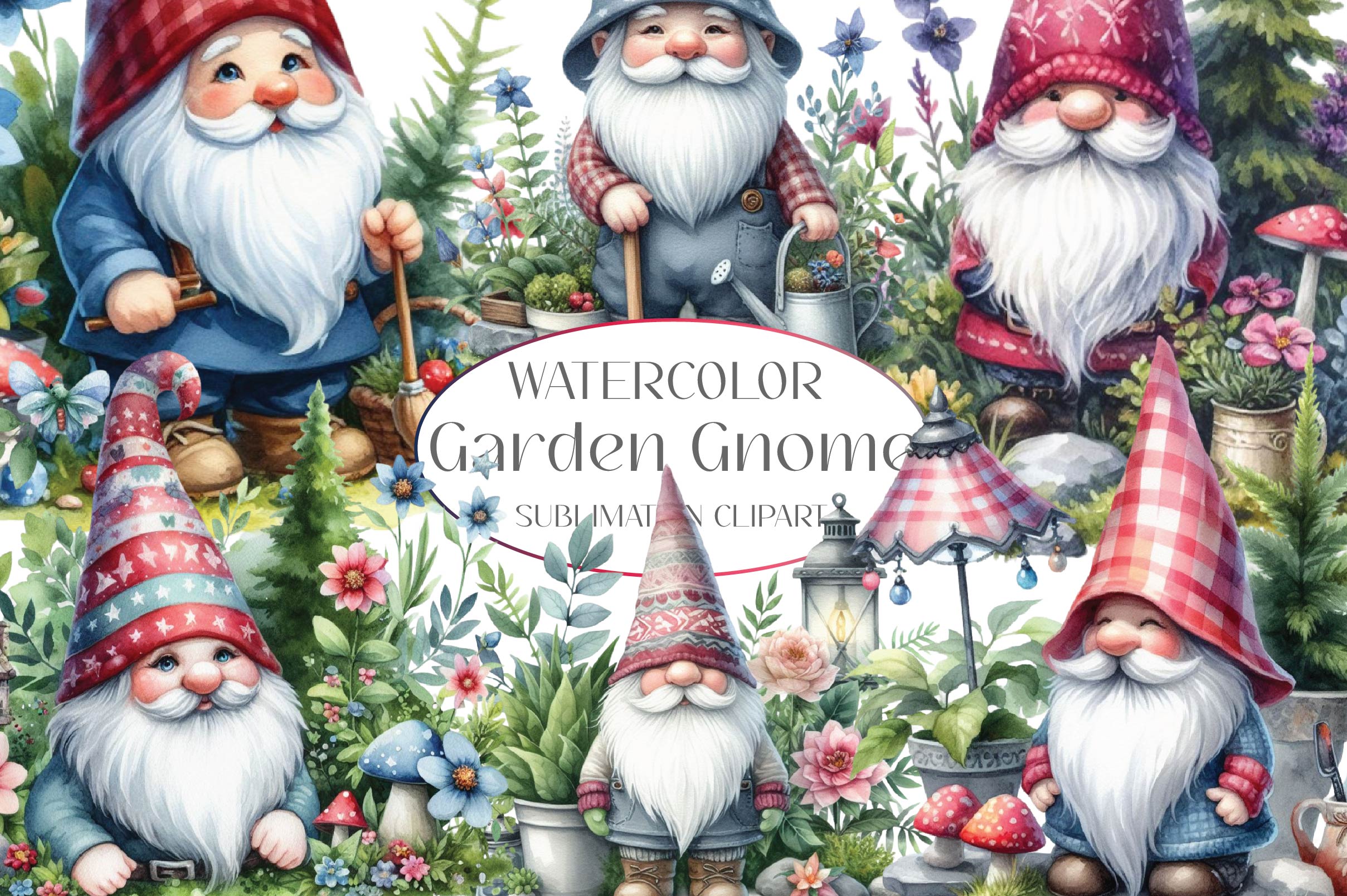 Garden Gnome Clipart Bundle - CraftNest - Digital Crafting and Art