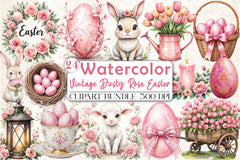 Vintage Dusty Rose Easter Clipart Bundle - CraftNest - Digital Crafting and Art