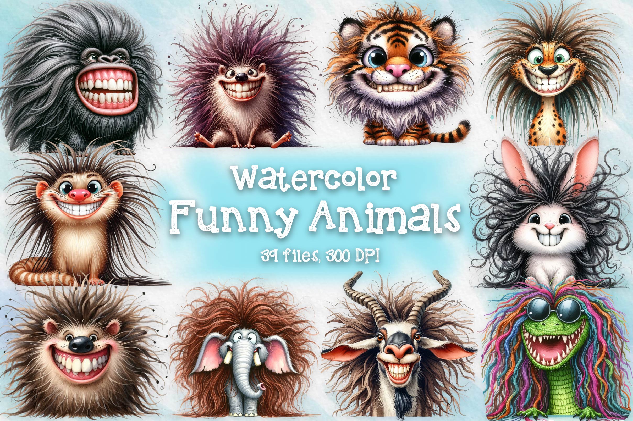 Cute Funny Animals Clipart Bundle - CraftNest - Digital Crafting and Art