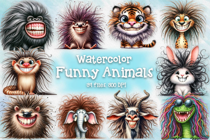 Cute Funny Animals Clipart Bundle - CraftNest - Digital Crafting and Art