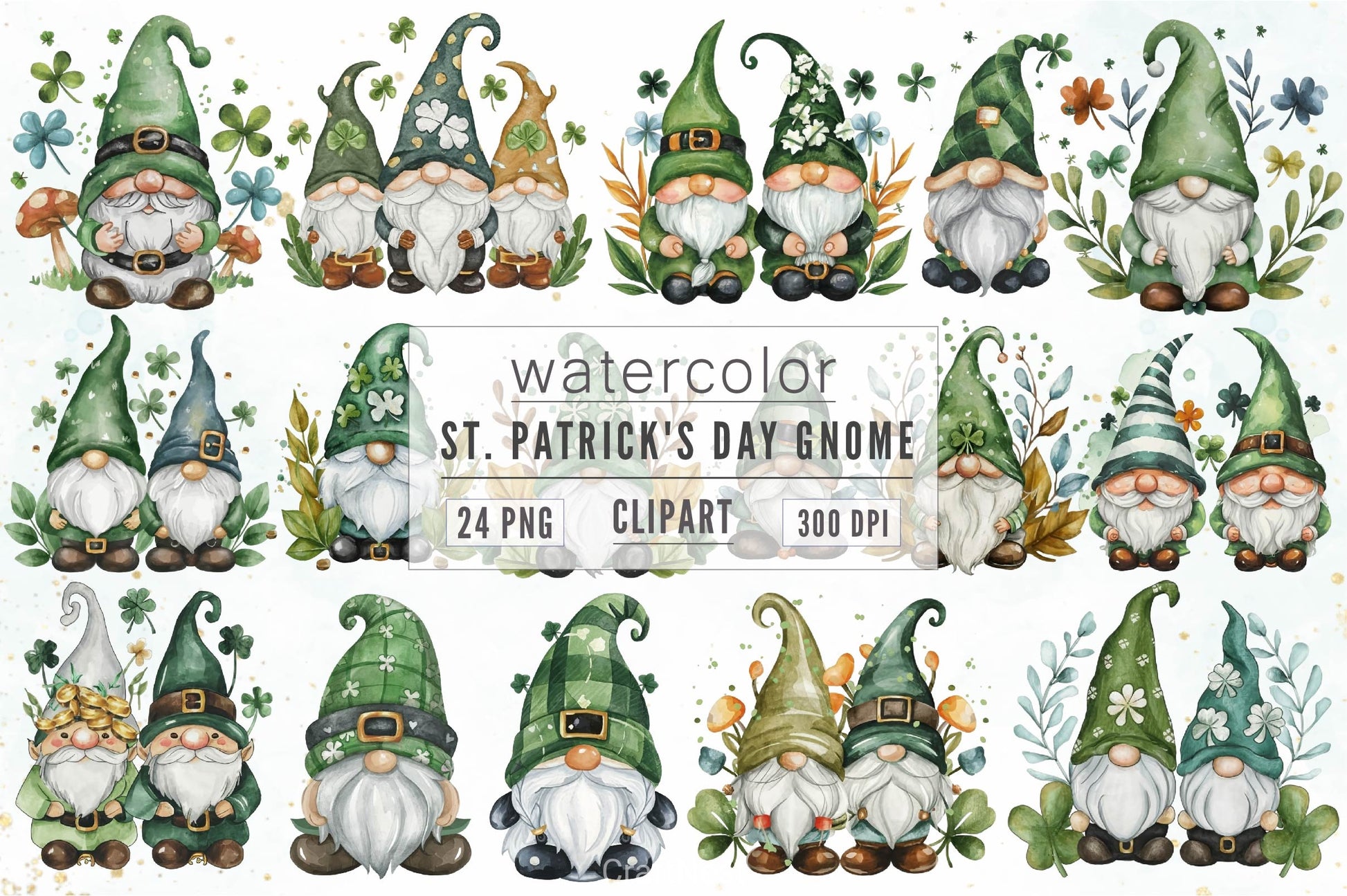St Patrick's Day Gnome Clipart Bundle 4 - CraftNest - Digital Crafting and Art