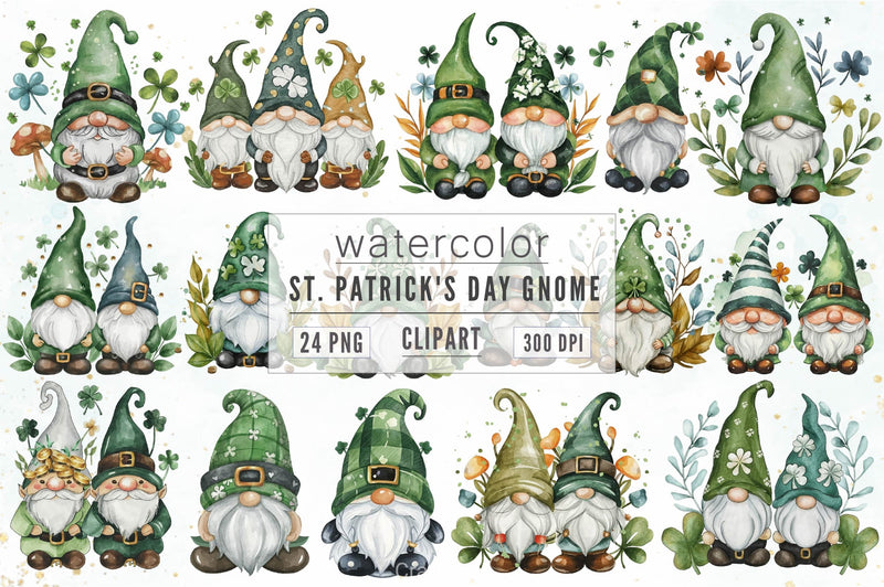 St Patrick's Day Gnome Clipart Bundle 4 - CraftNest - Digital Crafting and Art