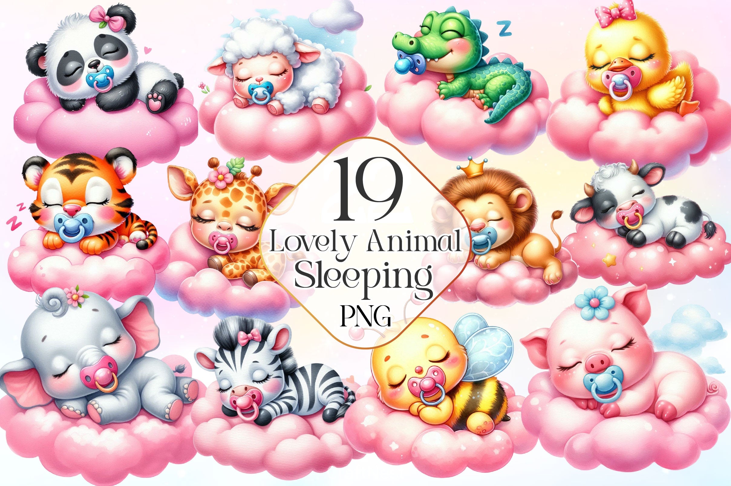 Lovely Baby Animal Sleeping Clipart Bundle 2 - CraftNest - Digital Crafting and Art