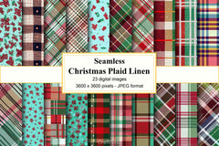 Christmas Plaid Linen Digital Paper - CraftNest - Digital Crafting and Art