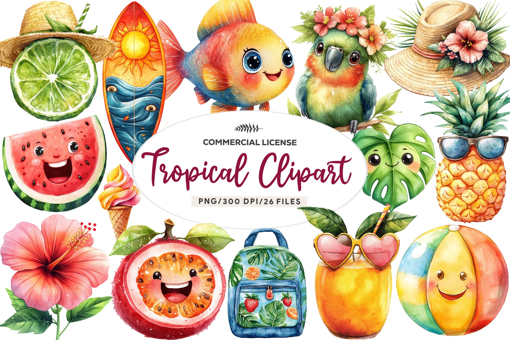 Tropical Tropicana Clipart Bundle - CraftNest - Digital Crafting and Art