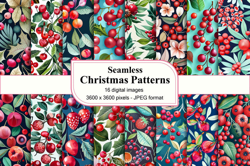 Watercolors Christmas Seamless Pattern Digital Paper - CraftNest - Digital Crafting and Art