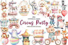 Vintage Circus Party Animal Clipart Bundle - CraftNest - Digital Crafting and Art