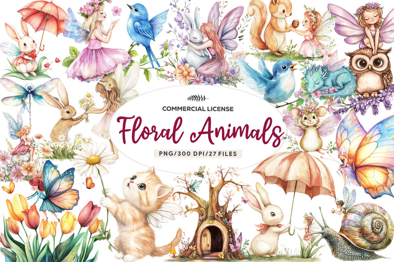 Garden Fairies Floral Animals Clipart Bundle - CraftNest - Digital Crafting and Art