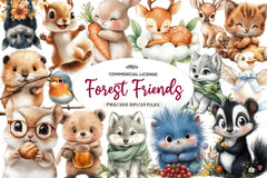 Sweet Forest Friends Cute Baby Animals Clipart Bundle - CraftNest - Digital Crafting and Art