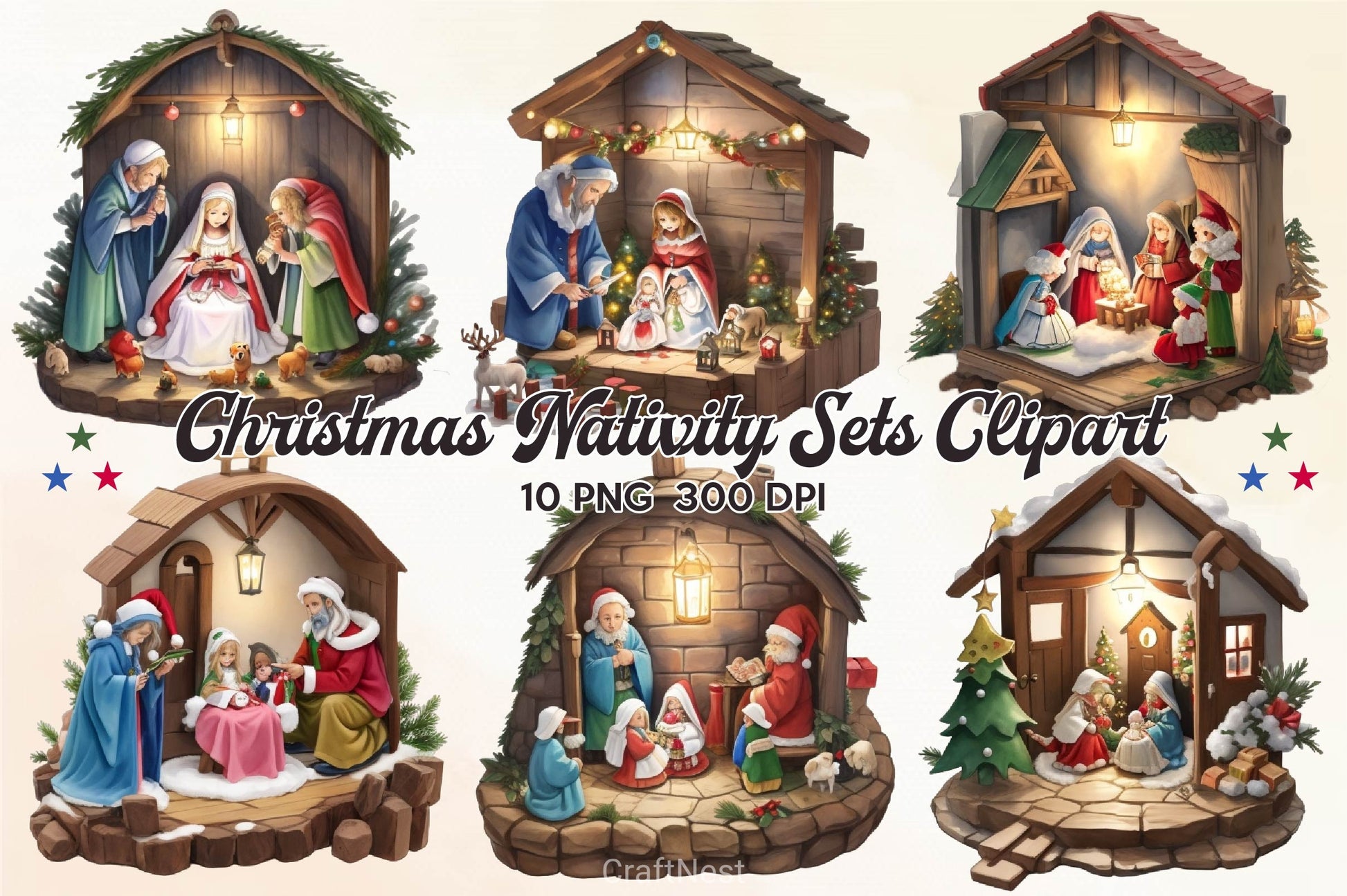 Christmas Nativity Sets Clipart Bundle - CraftNest - Digital Crafting and Art