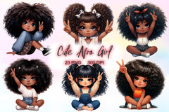 Cute Afro Girl Clipart Bundle 2 - CraftNest - Digital Crafting and Art