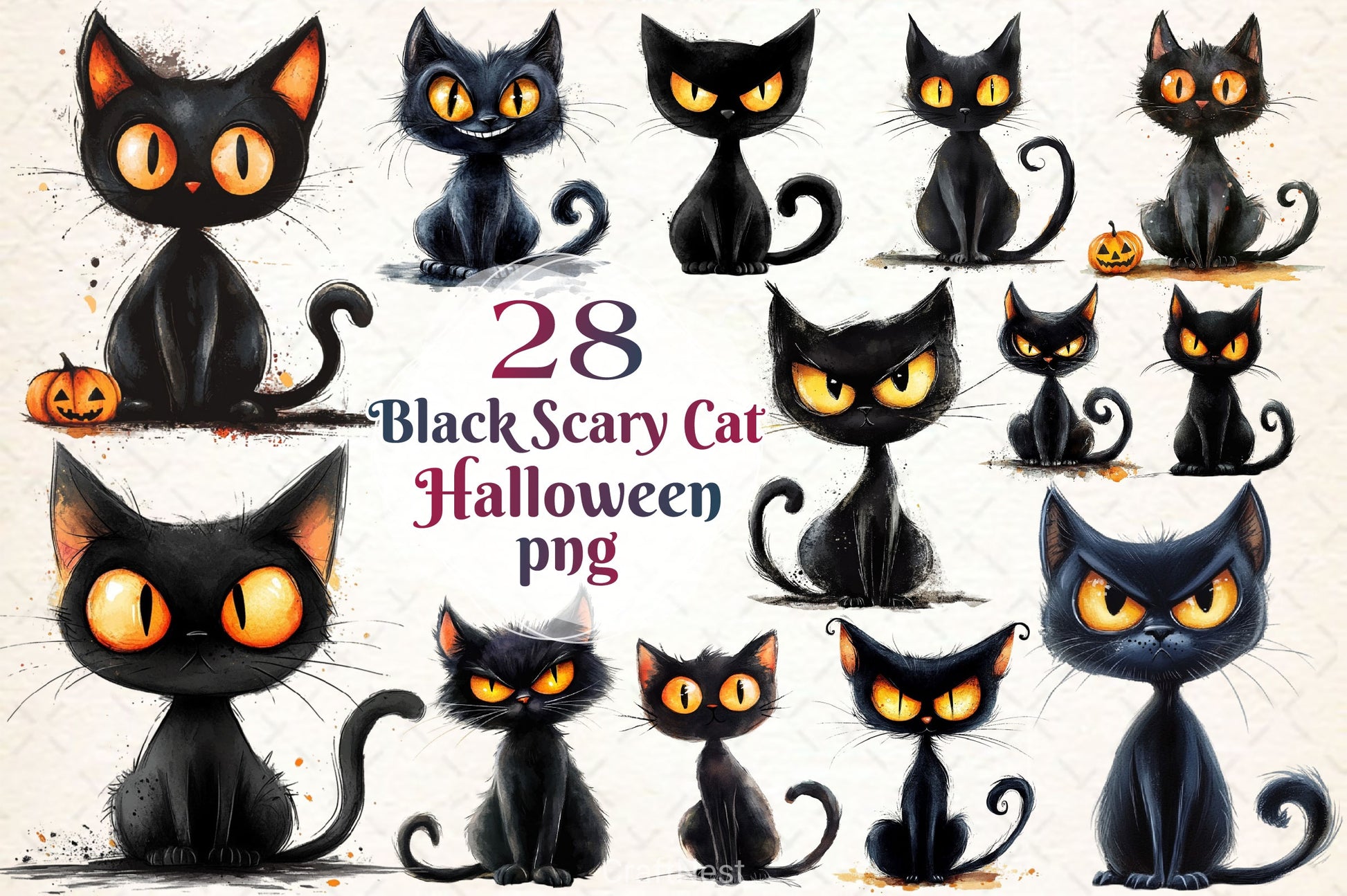 Halloween Black Scary Cat Clipart Bundle - CraftNest - Digital Crafting and Art
