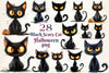 Halloween Black Scary Cat Clipart Bundle
