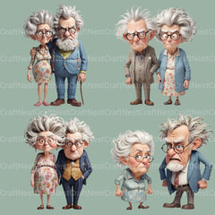 Old Funny Couple Clipart Bundle - CraftNest - Digital Crafting and Art