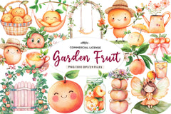 Cute Peaches Garden Fruit Clipart Bundle - CraftNest - Digital Crafting and Art