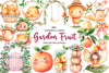 Cute Peaches Garden Fruit Clipart Bundle