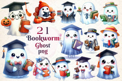 Ghost Bookworm Clipart Bundle - CraftNest - Digital Crafting and Art