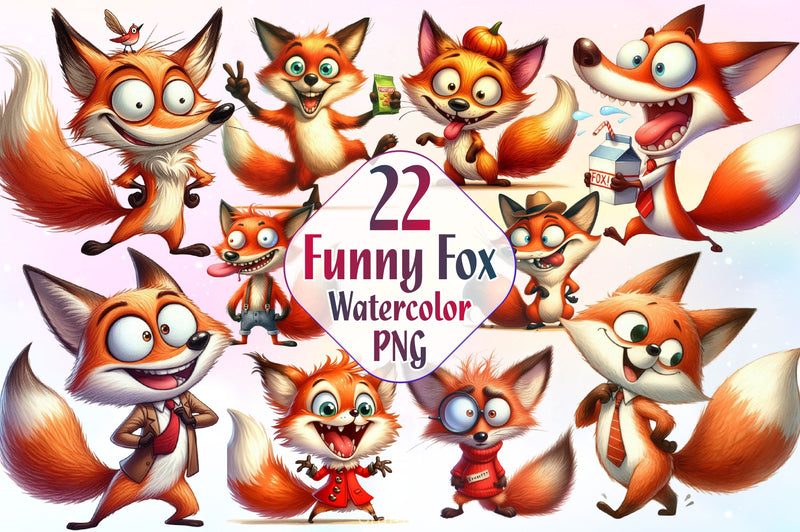 Funny Fox Clipart Bundle - CraftNest - Digital Crafting and Art