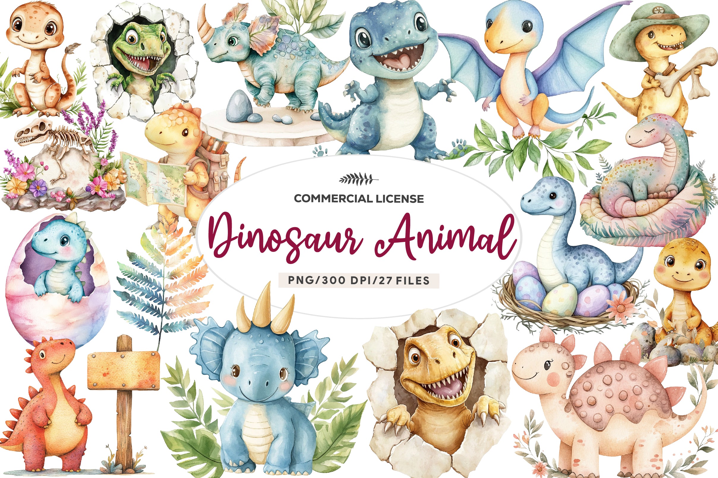 Paleontology Dinosaur Animal Clipart Bundle - CraftNest - Digital Crafting and Art